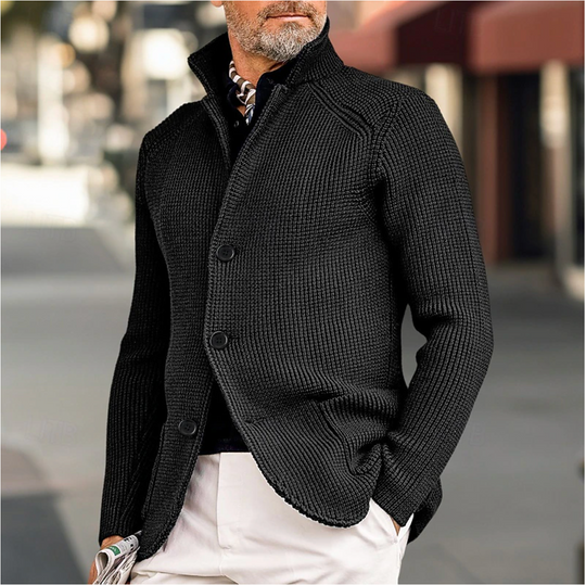 Herren Strickjacke mit hohem Kragen und Knopfleiste 3