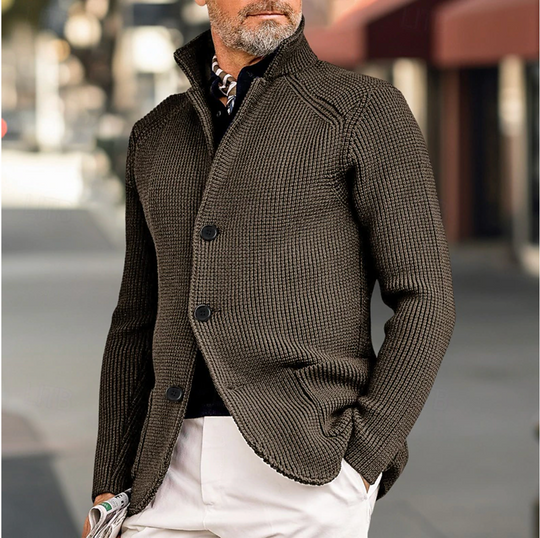 Herren Strickjacke mit hohem Kragen und Knopfleiste 4