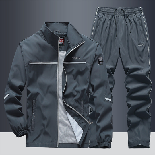 Herren Trainingsanzug Sportlich Modern mit Elastischen Bündchen, Leichtem Material und Roten Akzenten 7