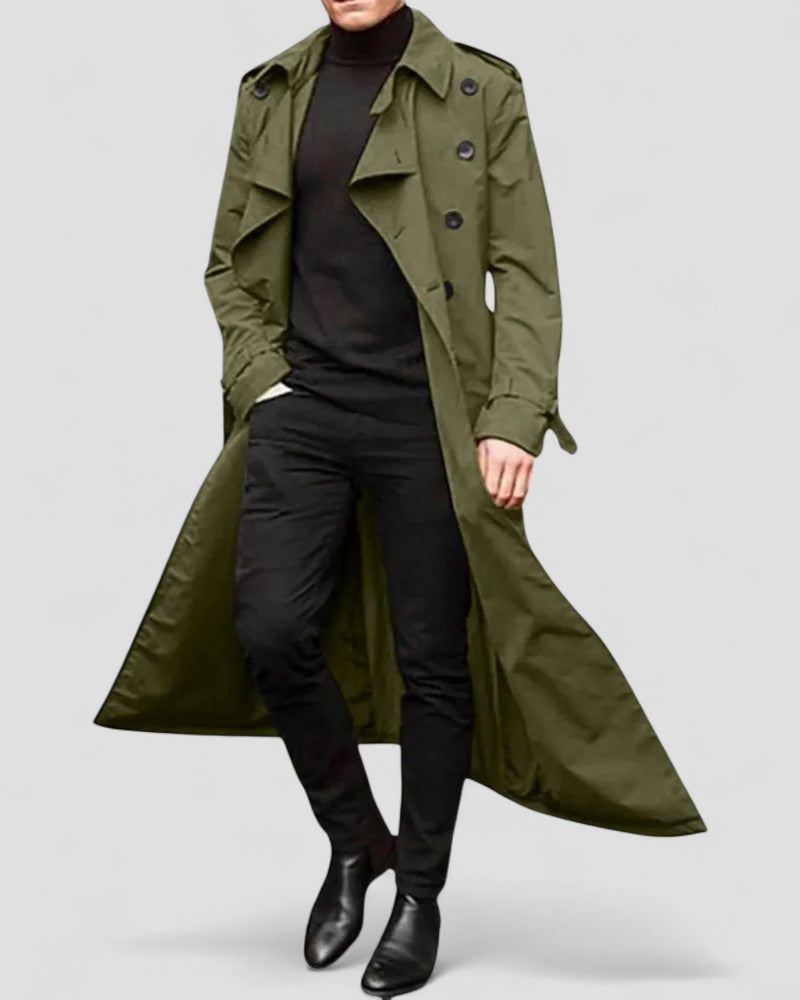 Herren Trenchcoat Zweireihig Lang 1