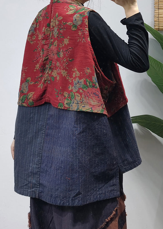 Herren Vintage Weste mit Stehkragen und Patchwork-Druck 3