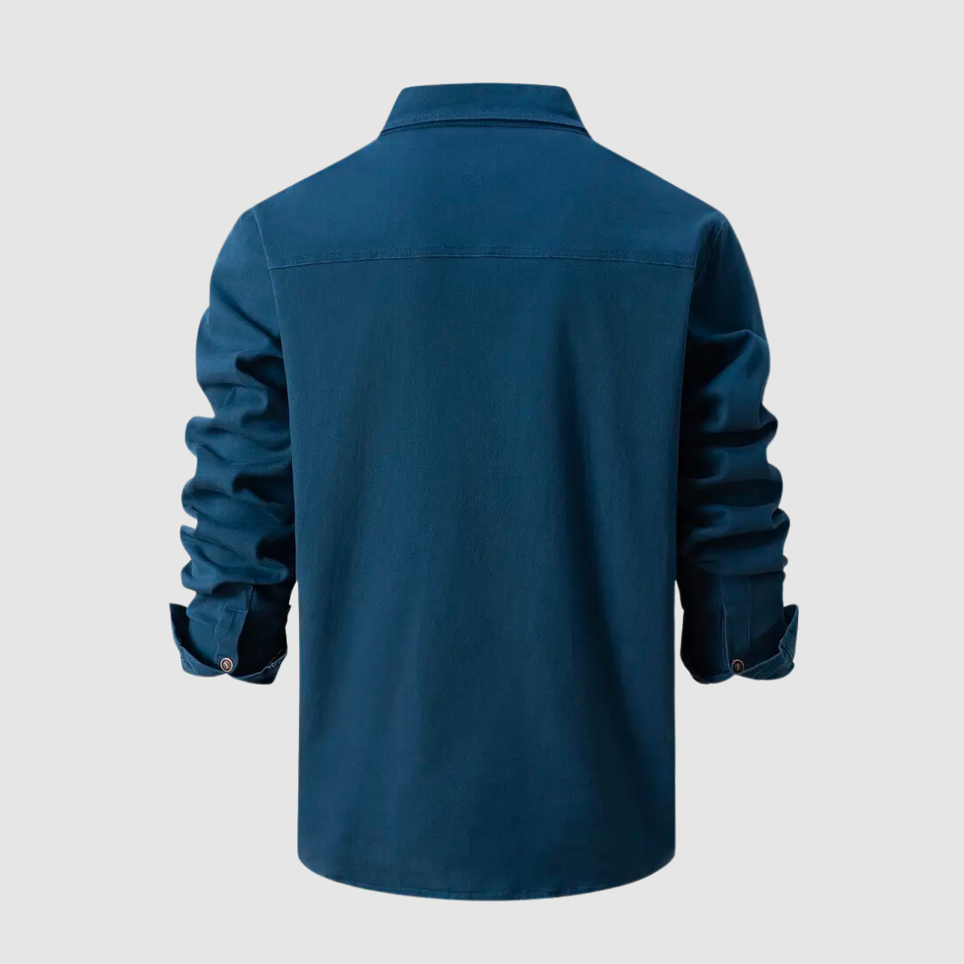 Herrenhemd Casual Langarm Baumwolle mit Robuster Passform und Brusttaschen 8