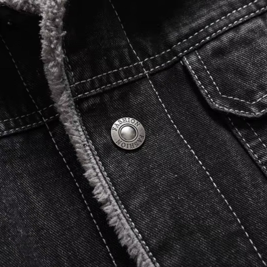Herrenjacke Denim Stil mit Fleece-Futter für Wintermode 5