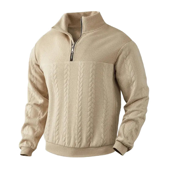 Herrenpullover Klassisch Mit Viertelreißverschluss Für Büro Und Freizeit 0