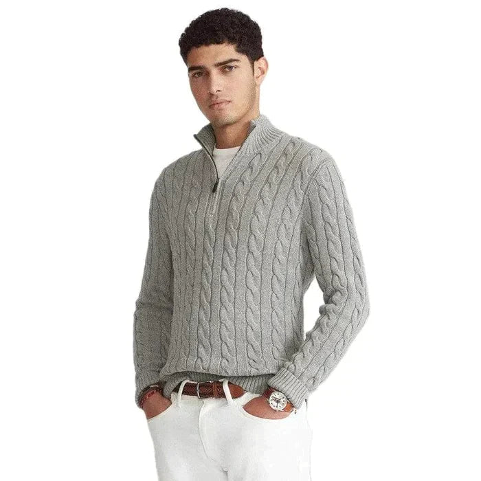Herrenpullover Mit Halbem Reißverschluss Aus Baumwolle, Langarm, Freizeitstyle 3