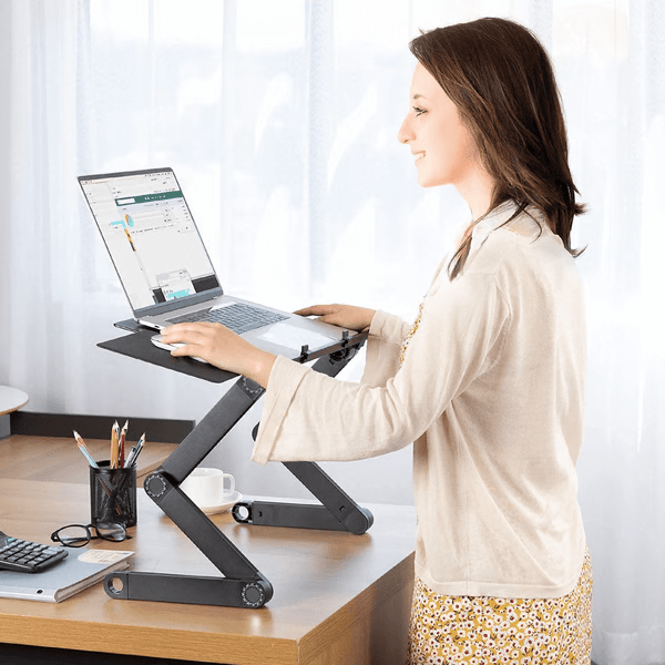 Höhenverstellbarer Laptopständer für Ergonomisches Arbeiten mit Abnehmbarem Mauspad und 360° Verstellbaren Beinen 0