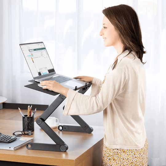 Höhenverstellbarer Laptopständer für Ergonomisches Arbeiten mit Abnehmbarem Mauspad und 360° Verstellbaren Beinen 0
