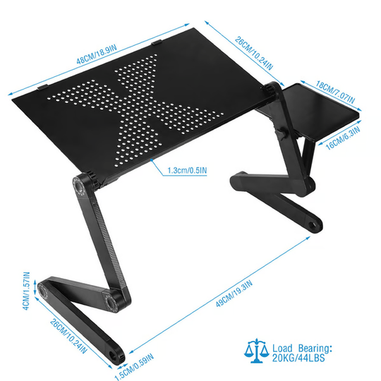 Höhenverstellbarer Laptopständer für Ergonomisches Arbeiten mit Abnehmbarem Mauspad und 360° Verstellbaren Beinen 6