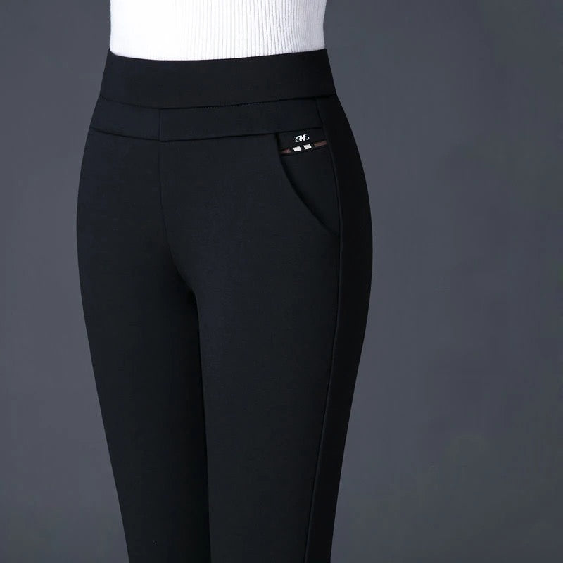 Damenhose Hohe Taille Atmungsaktives Material Stoffhose für Vielseitige Anlässe 1