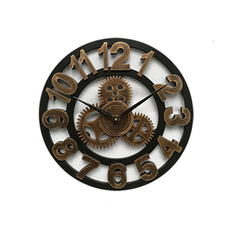 Industrielle Vintage-Wanduhr Holz und Metall für Wohnzimmer 8