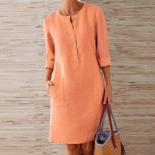 Variant image for Damen Midi Kleid Sommer Atmungsaktives Material Knielang Elegant-2