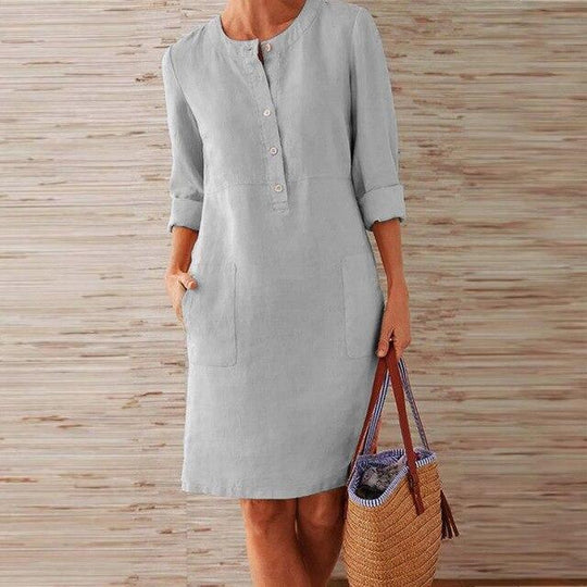 Variant image for Damen Midi Kleid Sommer Atmungsaktives Material Knielang Elegant-17