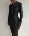 Damen Blazer Set Elegantes Design Hochwertiger Stoff, Blazer und Hose Set-4