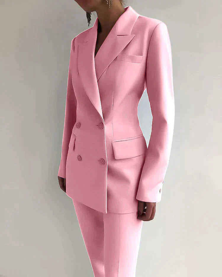 Damen Blazer Set Elegantes Design Hochwertiger Stoff, Blazer und Hose Set-6