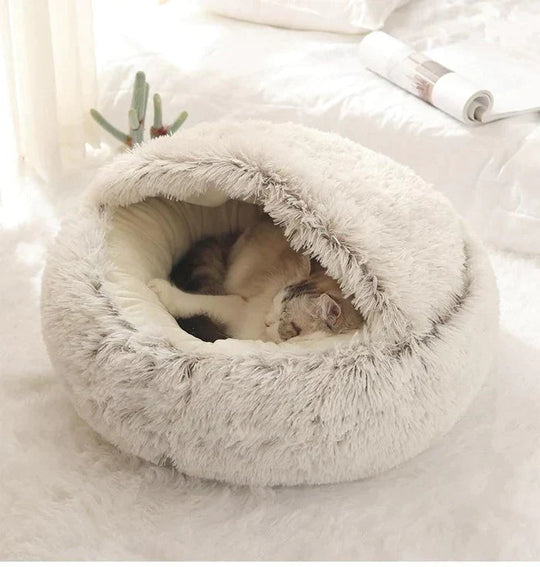 Katzenbett Halbgeschlossen Plüsch Donut Form für Komfort und Geborgenheit 1