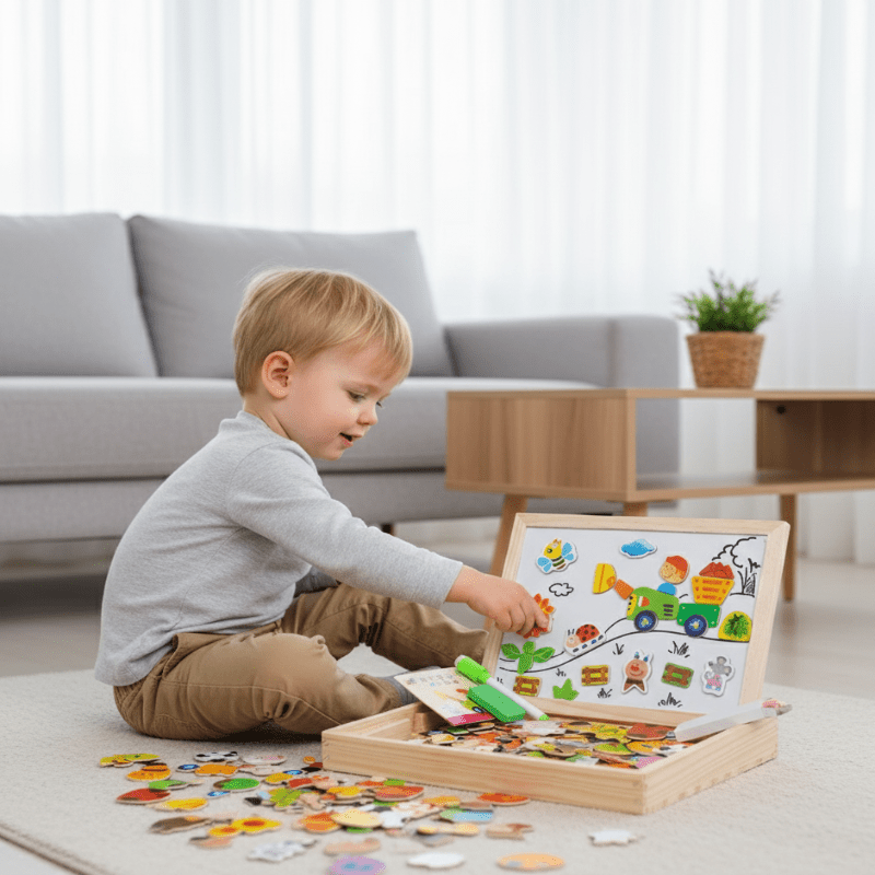 Kinder 2-in-1 Zeichenbrett Montessori Magnet- und Kreidetafel für kreative Aktivitäten 1