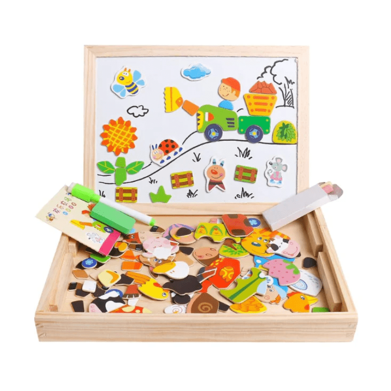 Kinder 2-in-1 Zeichenbrett Montessori Magnet- und Kreidetafel für kreative Aktivitäten 3