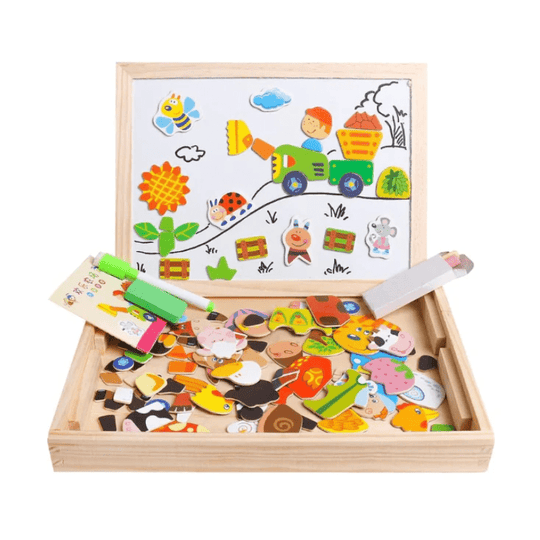Kinder 2-in-1 Zeichenbrett Montessori Magnet- und Kreidetafel für kreative Aktivitäten 3
