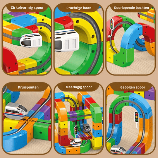 Kinder 3D Eisenbahnbausatz mit Wiederaufladbarer Lokomotive Modularer Bausatz für Kreatives Spielen 8