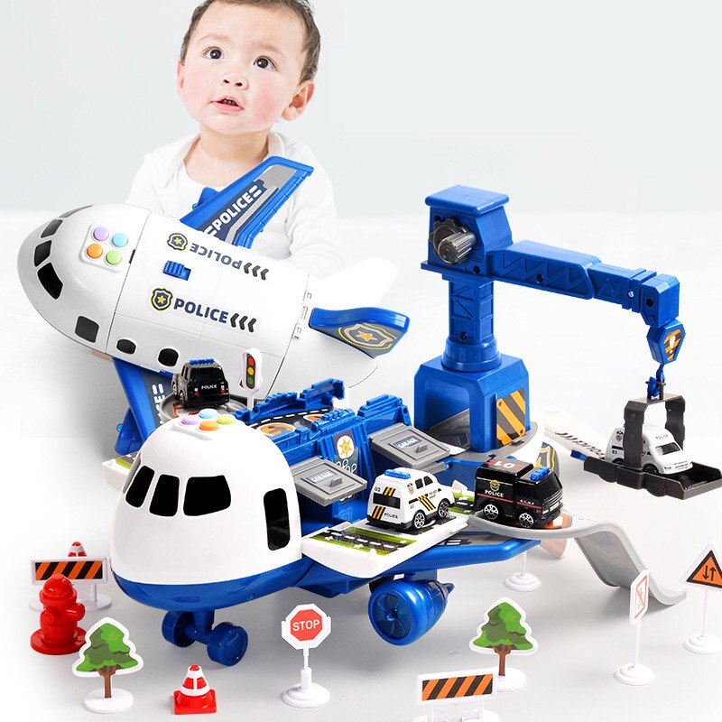 Kinder Flugzeug-Spielset 3-in-1 für Polizei, Bau und Feuerwehr 3