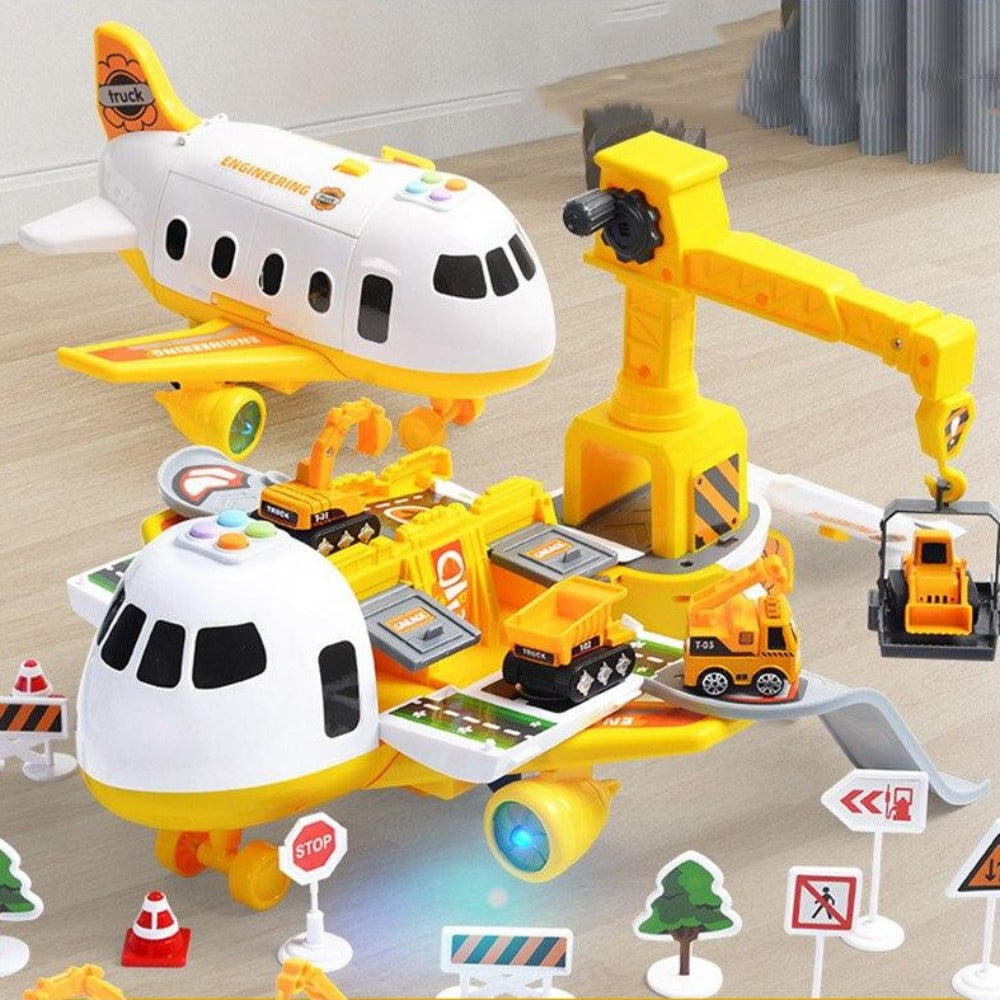 Kinder Flugzeug-Spielset 3-in-1 für Polizei, Bau und Feuerwehr 9