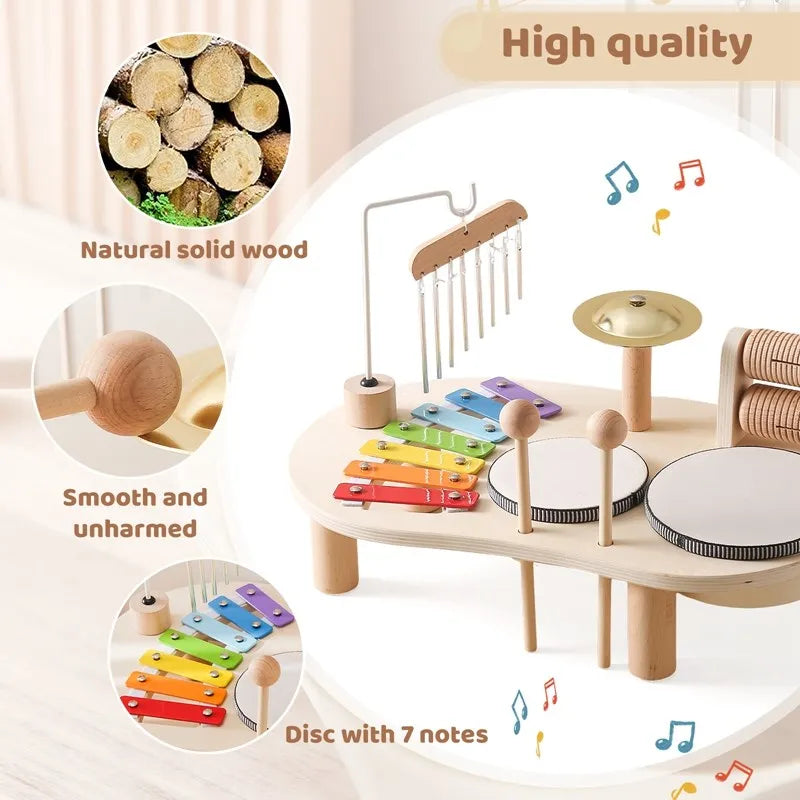 Kinder Musikstation Kreatives Musikspielzeug mit Xylofon und Trommeln 4