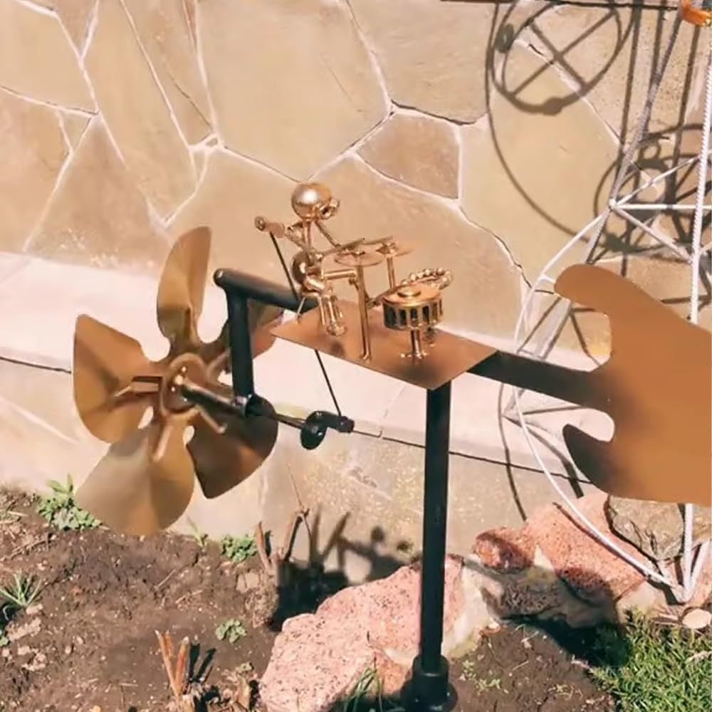 Kinetische Gartenskulptur Windmühle Rock Band für Garten und Terrasse 8