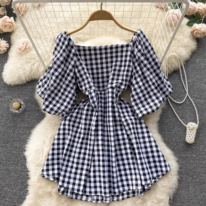 Kleid Mit Quadratischem Kragen Für Frauen