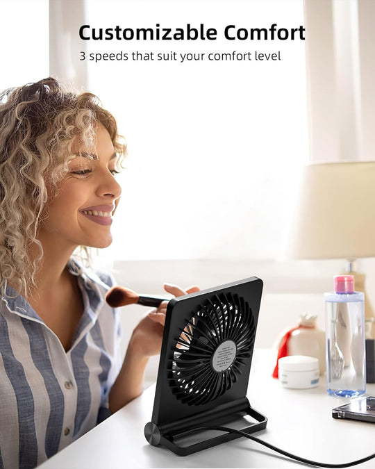 Kleiner Tischventilator Leise mit 220° Schwenkfunktion und 3 Geschwindigkeitsstufen für Büro und Schlafzimmer 4