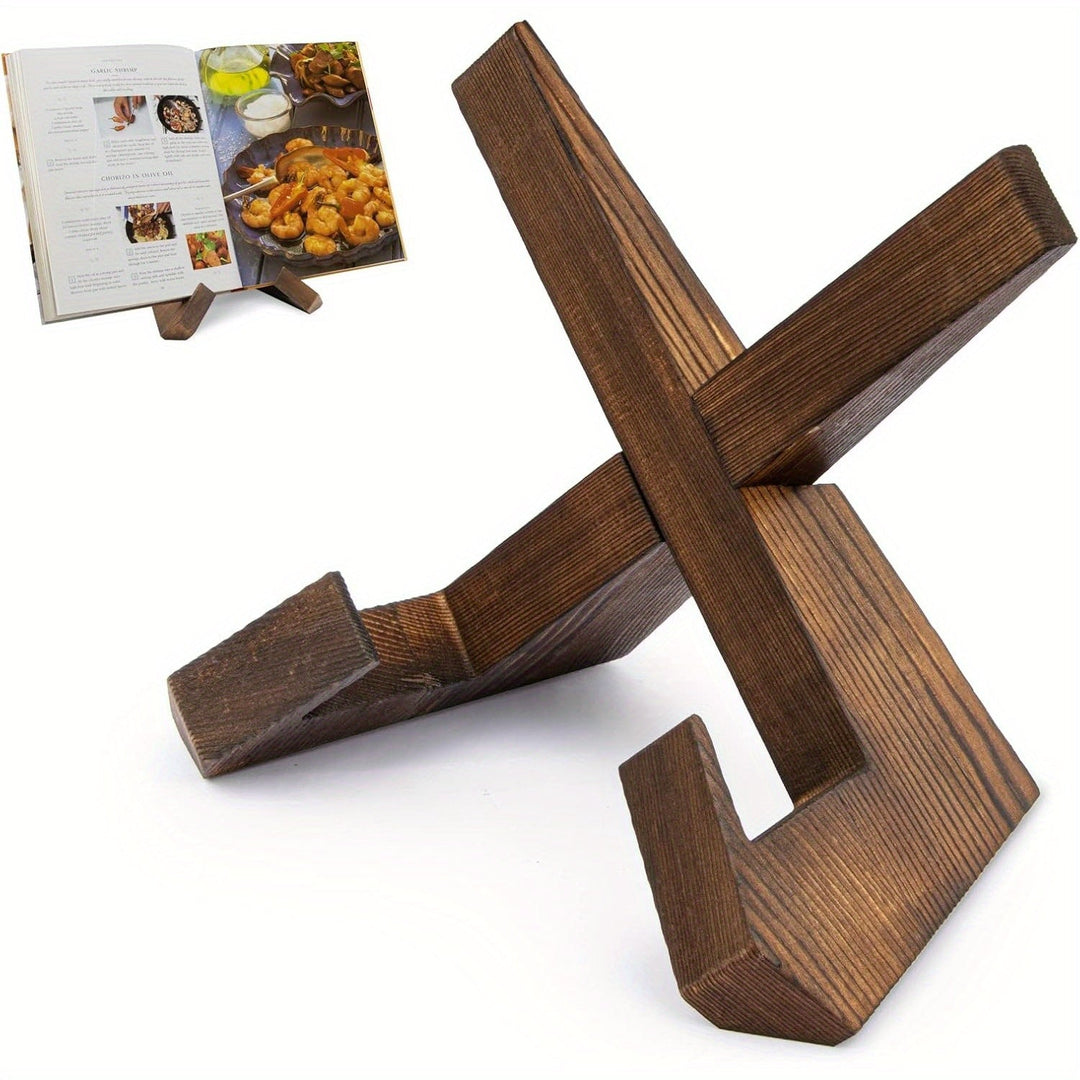 Kochbuchständer aus Holz für die Küche – Rustikaler Rezeptbuchhalter 0