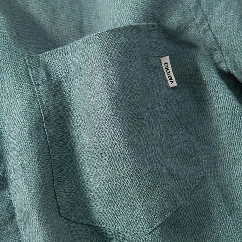 Herren Leinenhemd Kurzarm Lässig Atmungsaktiv Komfortabel 6