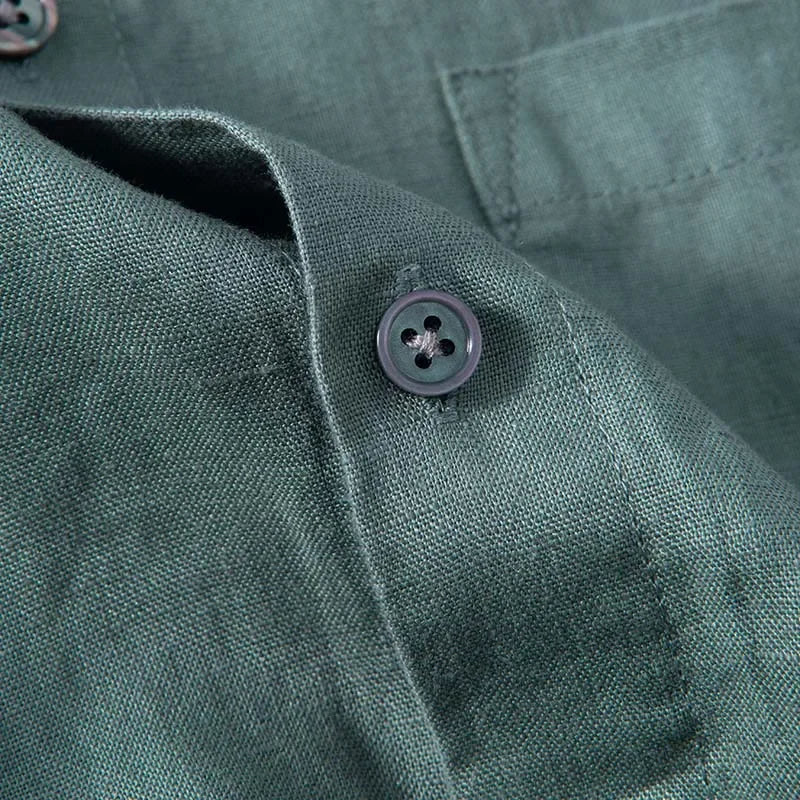 Herren Leinenhemd Kurzarm Lässig Atmungsaktiv Komfortabel 5