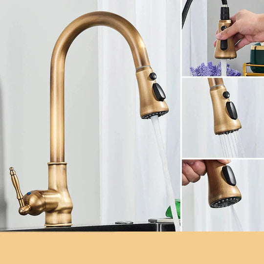 Küchenarmatur Retro-Stil mit Schwenkbarem Auslauf für Wasserhahn Küche 7