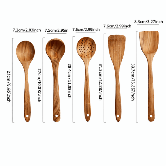 Küchenhelfer Set Für Stilvolles Kochen | Küchenutensilien Holz Mit Pfannenwender, Löffel &amp; Schöpfkelle 4