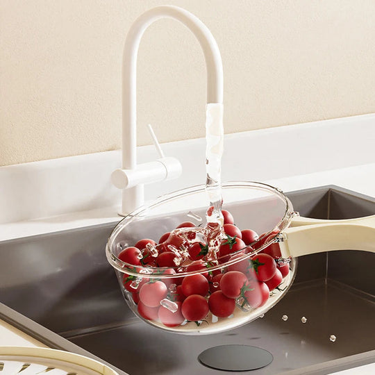 Küchensieb Flexi für Obst und Gemüse mit Schnappdeckel und platzsparendem Design 5
