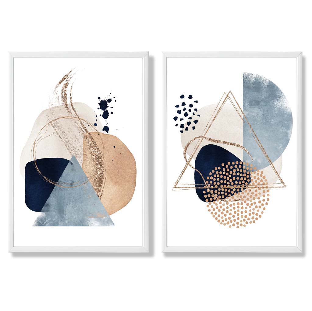 Kunstdrucke im 2er-Set mit Aquarellformen für kreative Wohnräume 3