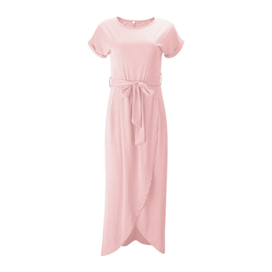 Kurzärmeliges Maxikleid Mit Rundhalsausschnitt