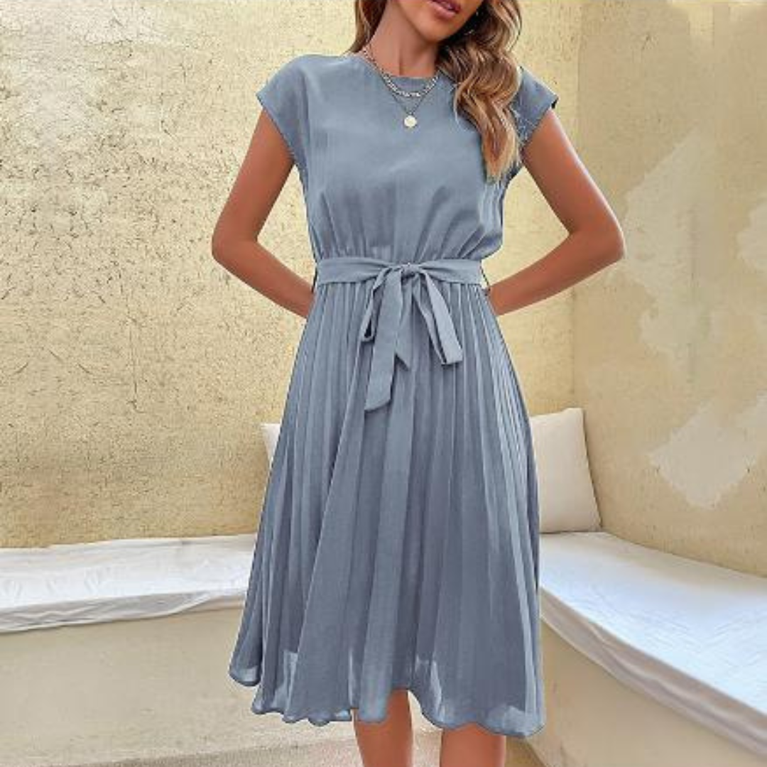 Kurzärmeliges Plissee-Minikleid für Damen 8