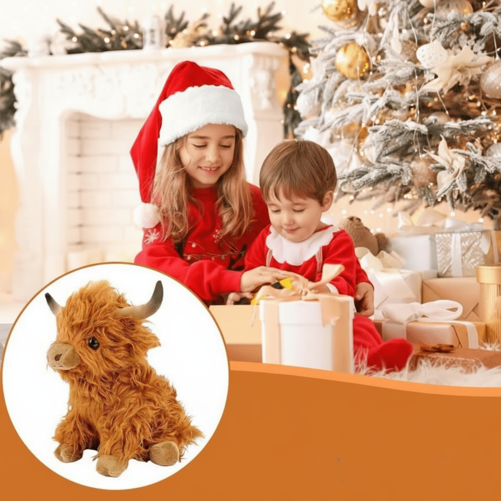 Kuscheltier Hochlandkuh Plüsch Tierfigur für Kinder und Erwachsene Deko Begleiter 3