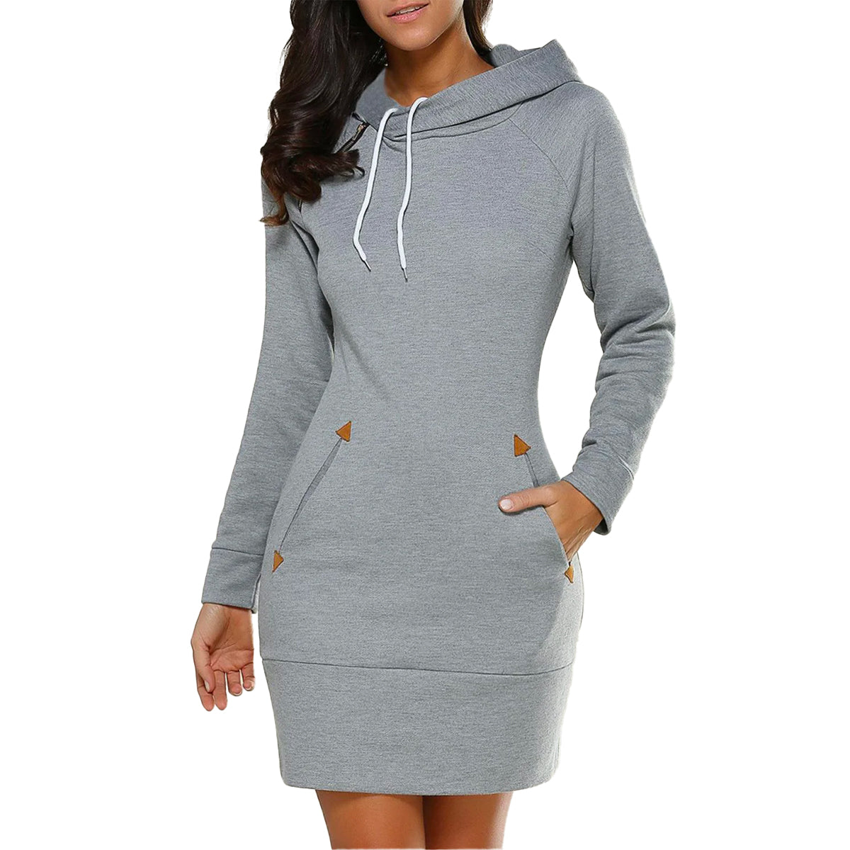 Langes Sweatshirt-Kleid Mit Kapuze