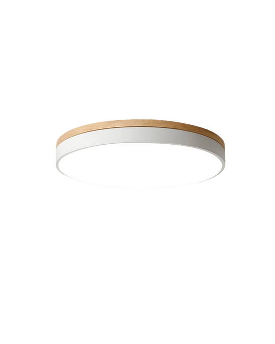 LED-Deckenleuchte mit natürlicher Holzmaserung und grünem Akzent 10