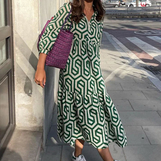 Langärmeliges Kleid für Damen mit geometrischem Muster 5