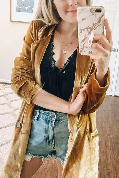 Lange Jacke Mit Samttaschen