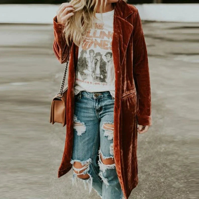 Lange Jacke Mit Samttaschen