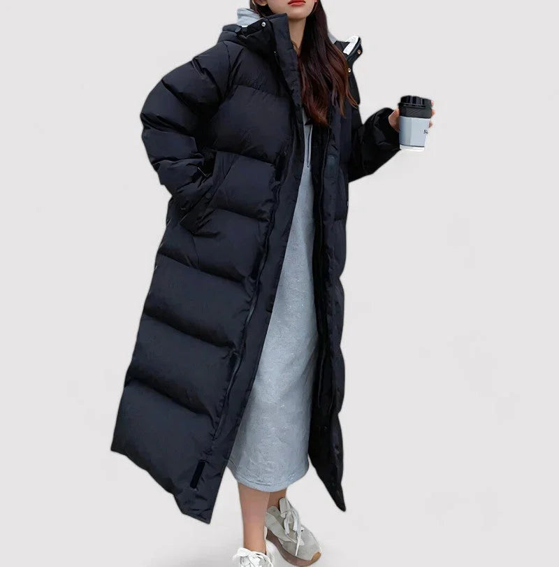 Langer Damen-Steppparka mit wasserdichter Optik 2