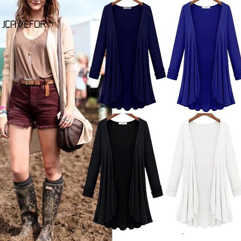 Lässige Langärmelige Strickjacke Mit Rüschen