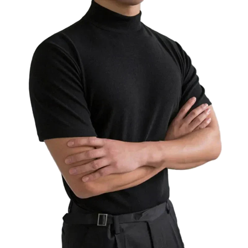 Lässiges Herren-T-Shirt mit hohem Kragen für den Alltag 0