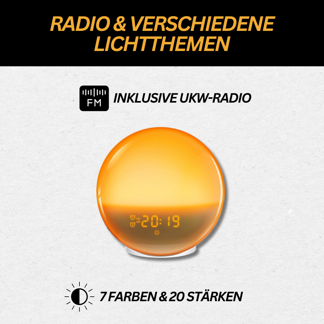 Lichtwecker mit Sonnenaufgangssimulation und Radiowecker für einen Sanften Start in den Tag 7
