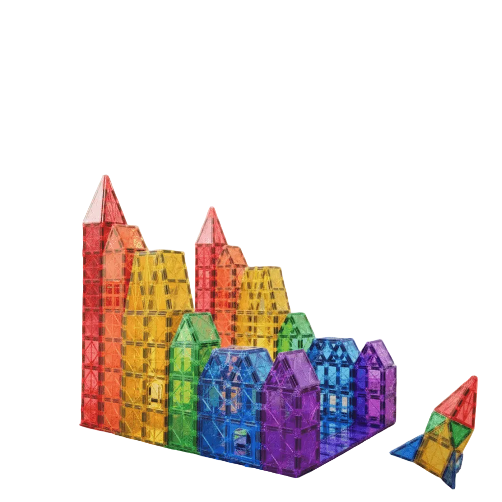 Magnetische Bausteine Montessori Set für Kinder - Kreatives Lernspielzeug mit 40 Magnetfliesen 0