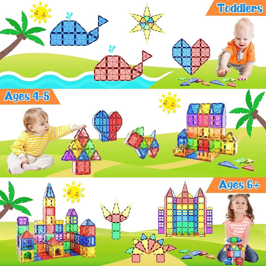 Magnetische Bausteine Montessori Set für Kinder - Kreatives Lernspielzeug mit 40 Magnetfliesen 5